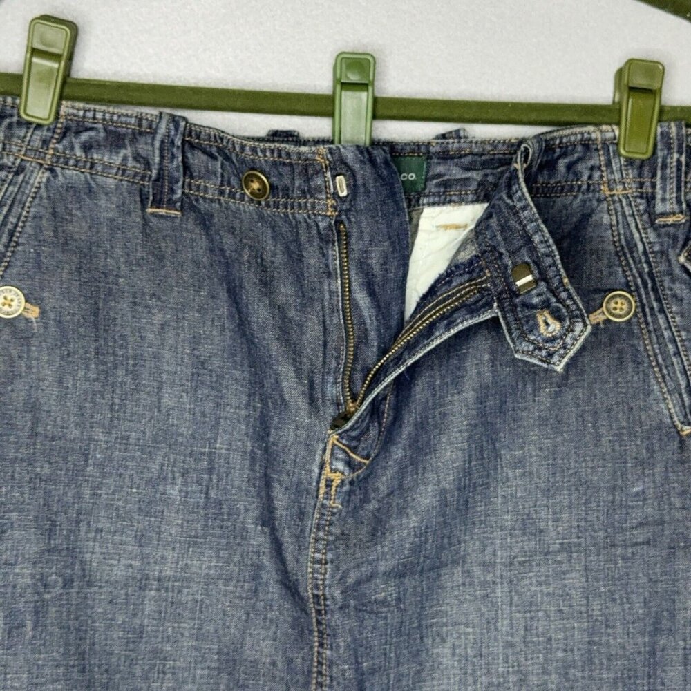 Lauren Jeans Co Denim Dark Wash Skirt Cotton Linen Sz 8 Pockets Adjustable Sand - Picture 8 of 16
